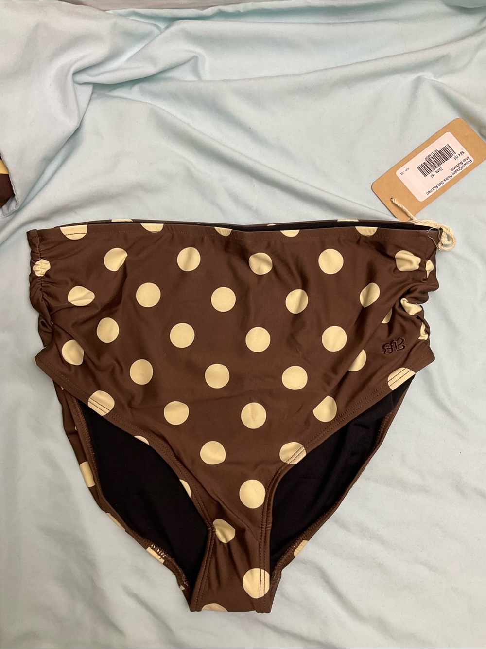 Albion Brown Polka Dot High-Waist Bikini Bottoms